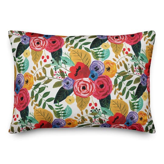 Bright Multicolor Flowers Throw Pillow
